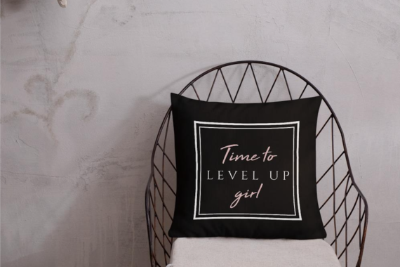Time to Level Up Girl Premium Pillow